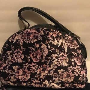 Cato Black Floral Velvet Bowling Bag
